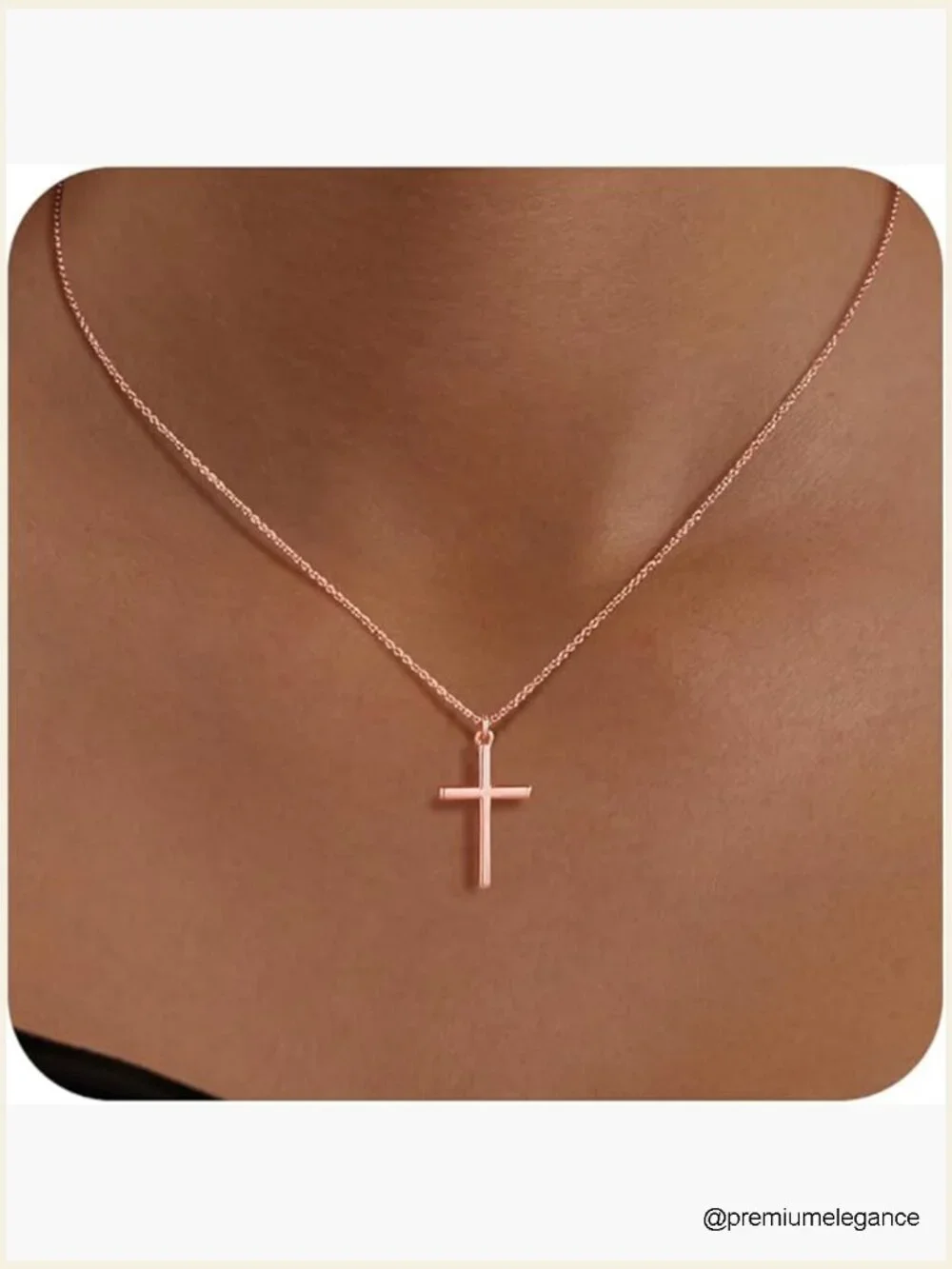 Dainty Cross Pendant Necklace, 14K Gold Plated Religious Jewelry for Women -
